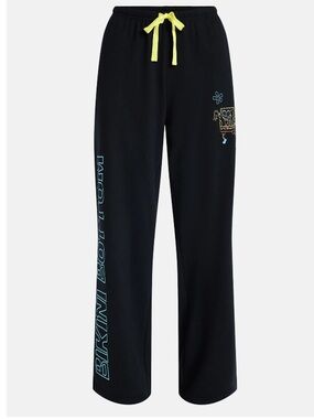 Black Spongebob‎ Sweatpants with Neon Drawstring and Graphic Size L